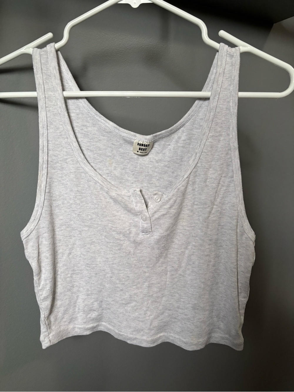 Aritzia Sunday Best Light Gray Ribbed Tank Top